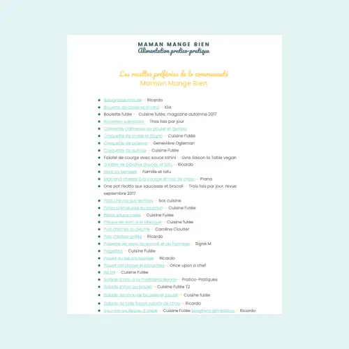 GRATUIT : Recettes préférées de la communauté Maman Mange Bien